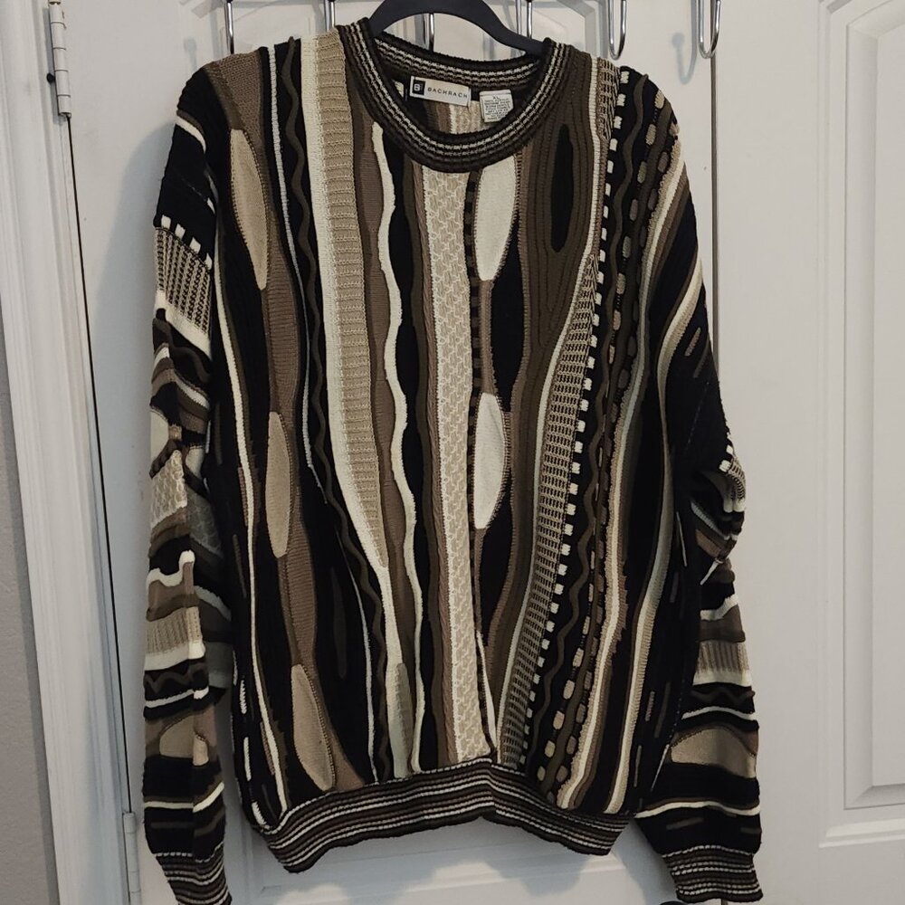 Vintage Bachrach 3 D Patterned Sweater - Men's Size XL